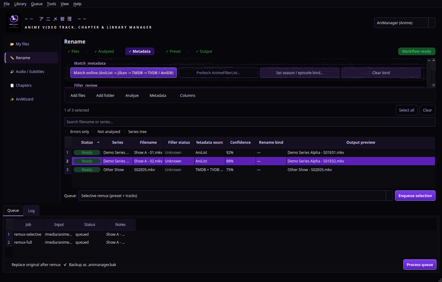 Rename with metadata and preview